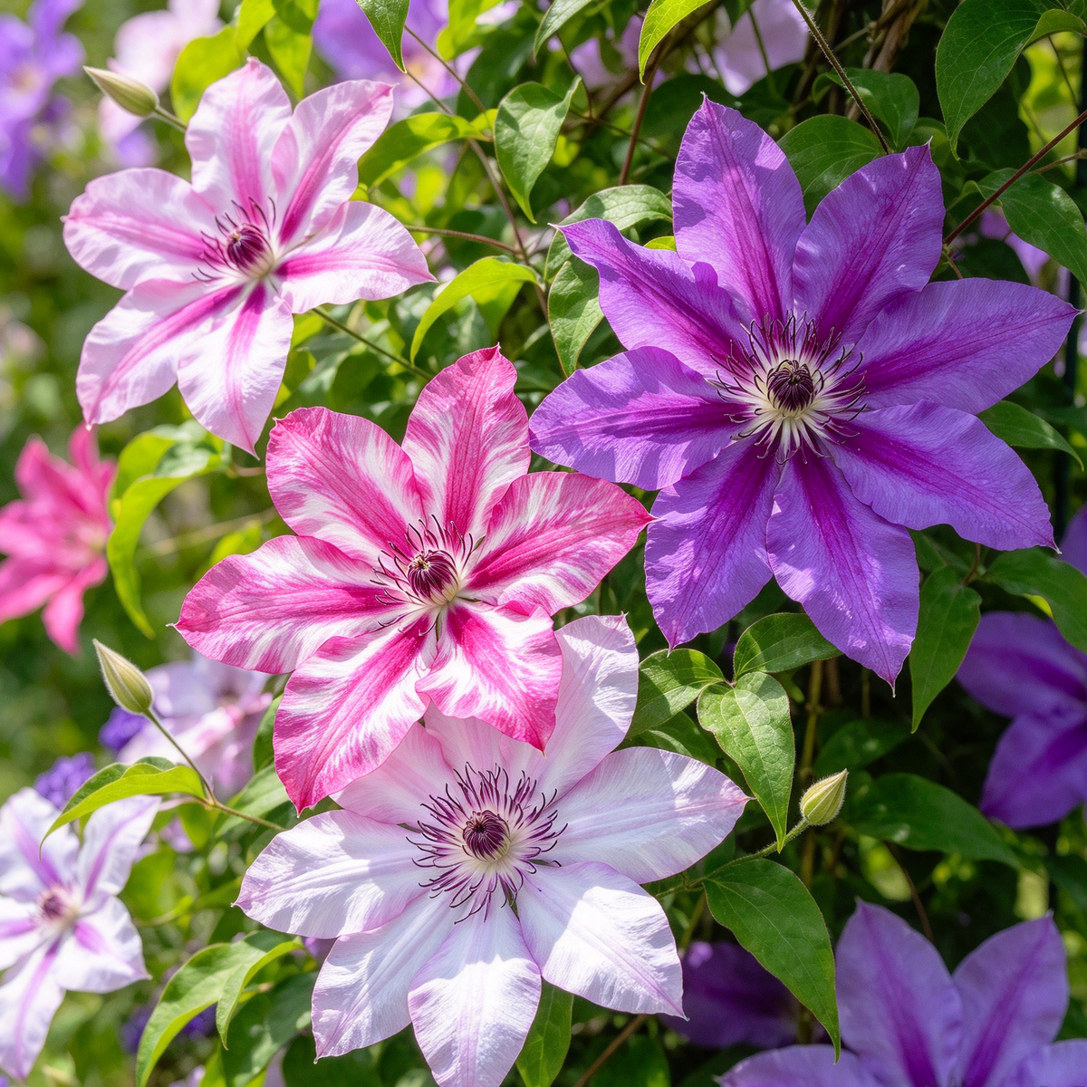 Climbing Clematis Seeds – Purple, Red & Pink Mix, 50 Seeds