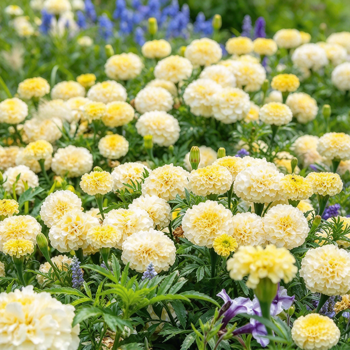 Moonlight Marigold Seeds – 100+ Seeds, Creamy White Double Flowers