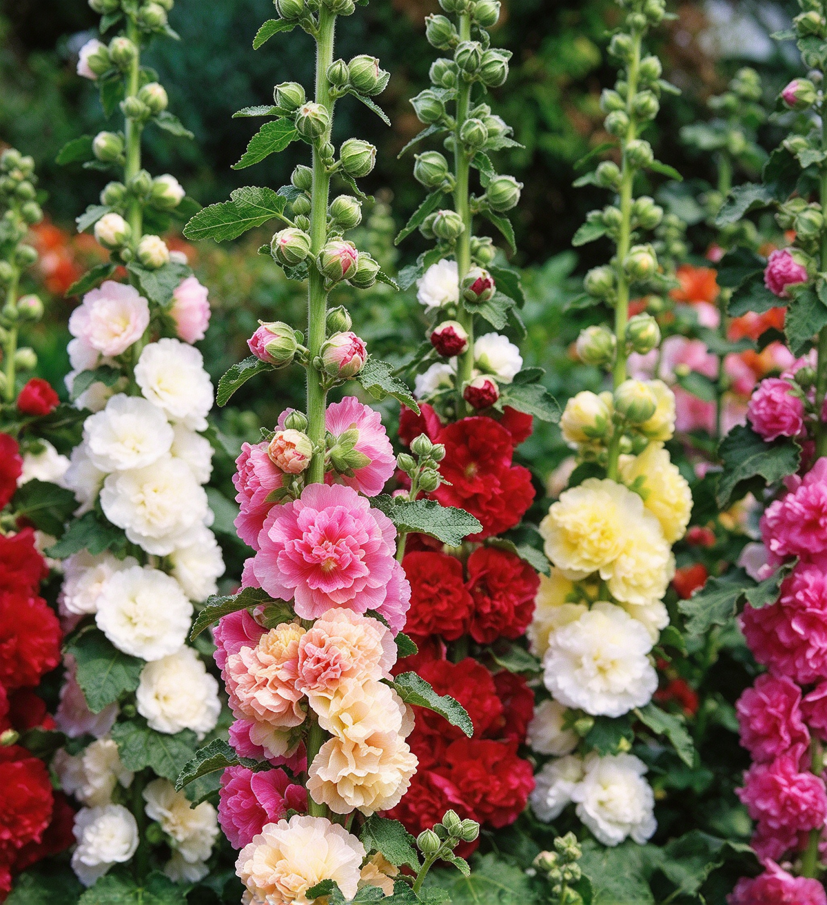 Carnival Mix Double Hollyhock Seeds – 120+ Seeds