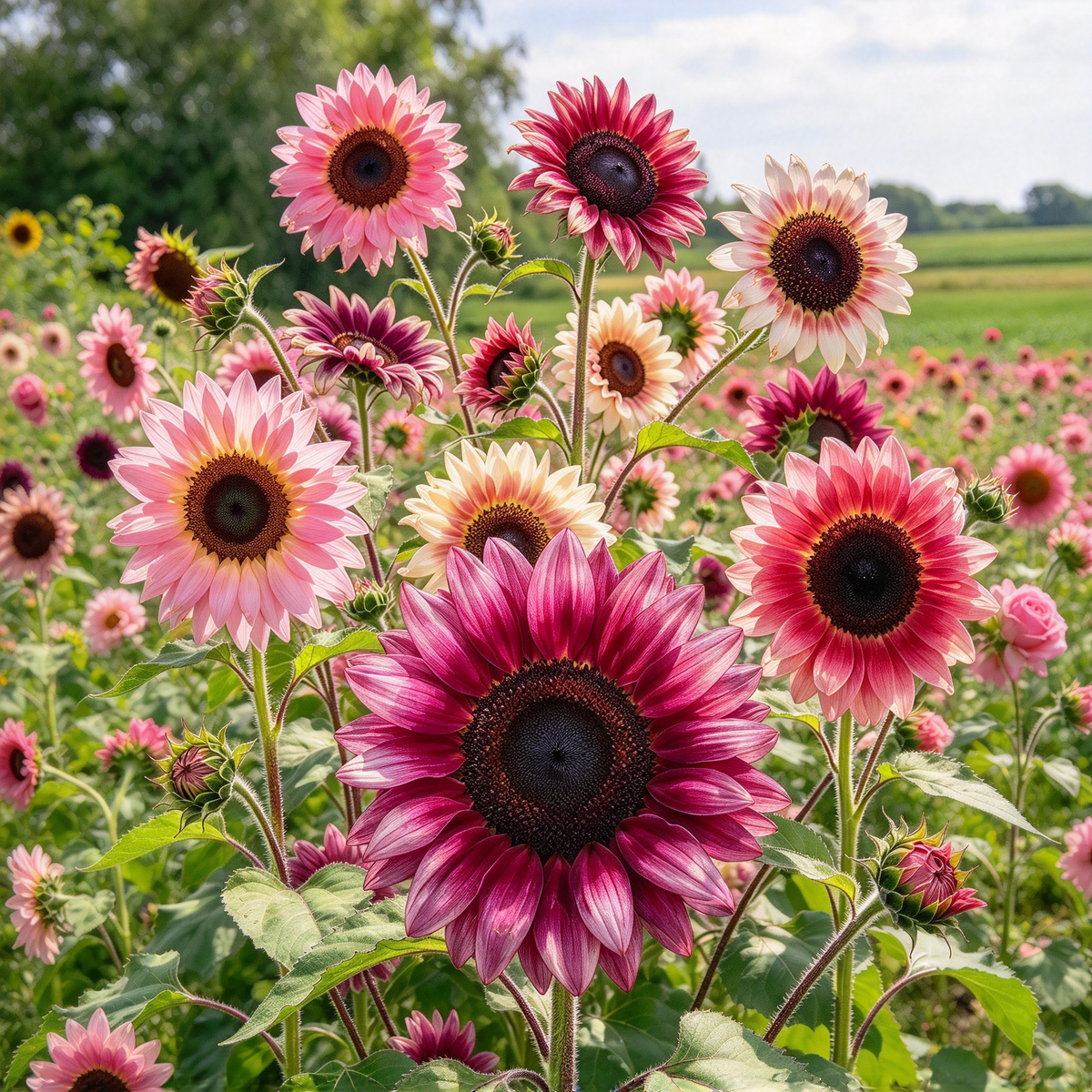 Strawberry Pink Sunflower Seeds – 100 Seeds for Planting